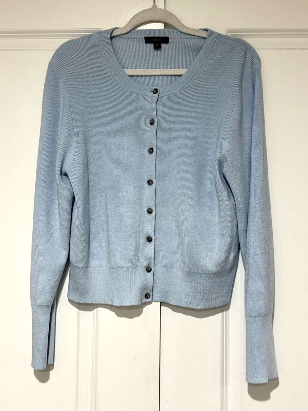 J. Crew Light Blue NWOT Ribbed Jackie Button-Front Crewneck Cardigan Sweater
